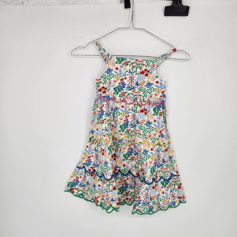 Mini Boden Girls 2-3Y Floral White Scallop Tiered Sundress NWT - Picture 2 of 9